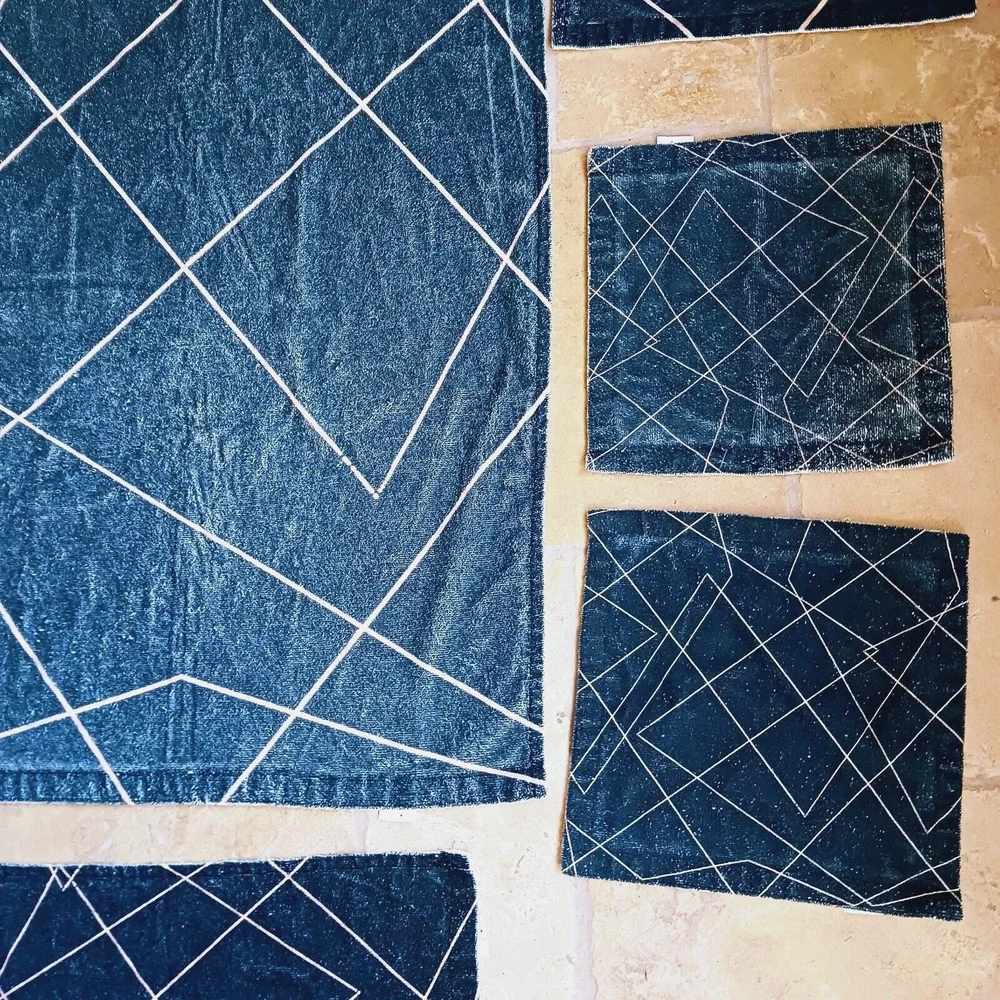 WIRTZ 7pc Spa Towels Luxury Large Bath Towels Set Navy Blue Masculine Sporty Set